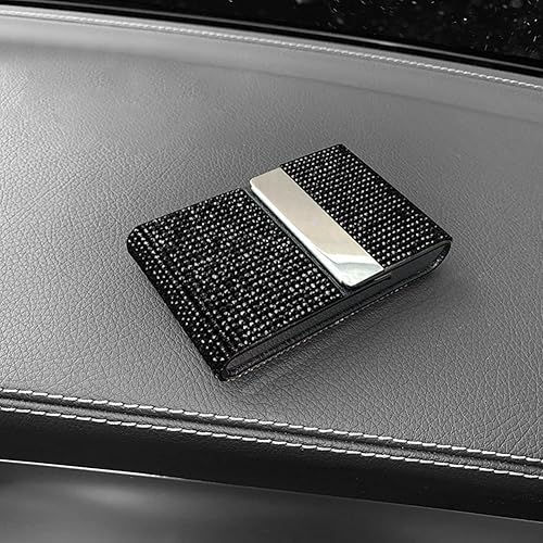 Miniatura 2 de Estuche para tarjetas de cristal, tarjetero minimalista para tarjetas de crédito, cierre magnético, caja de almacenamiento con diamantes de