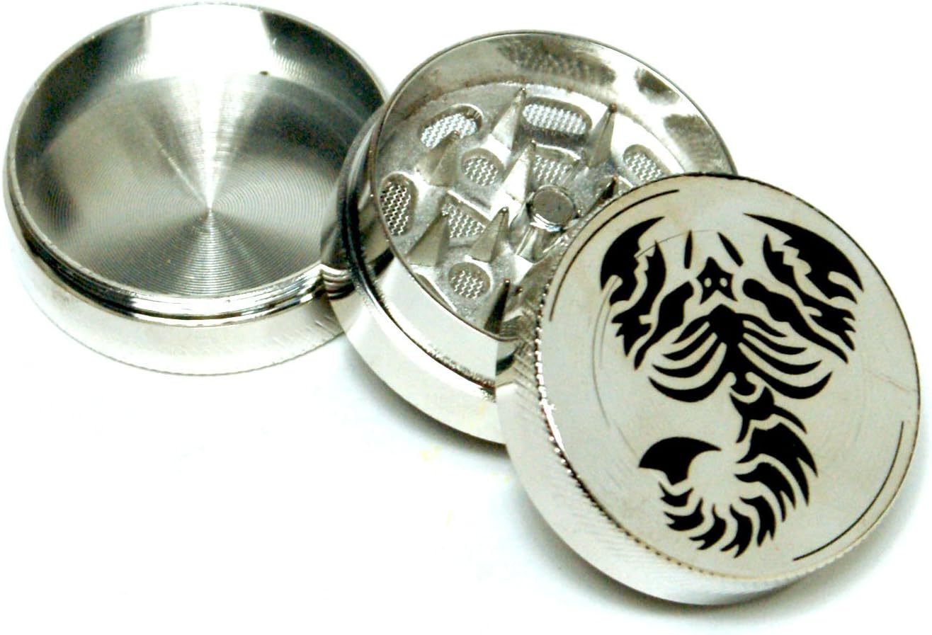 Scorpion Mini 1.5 wide metal 3 parts, tobacco herb grinder,