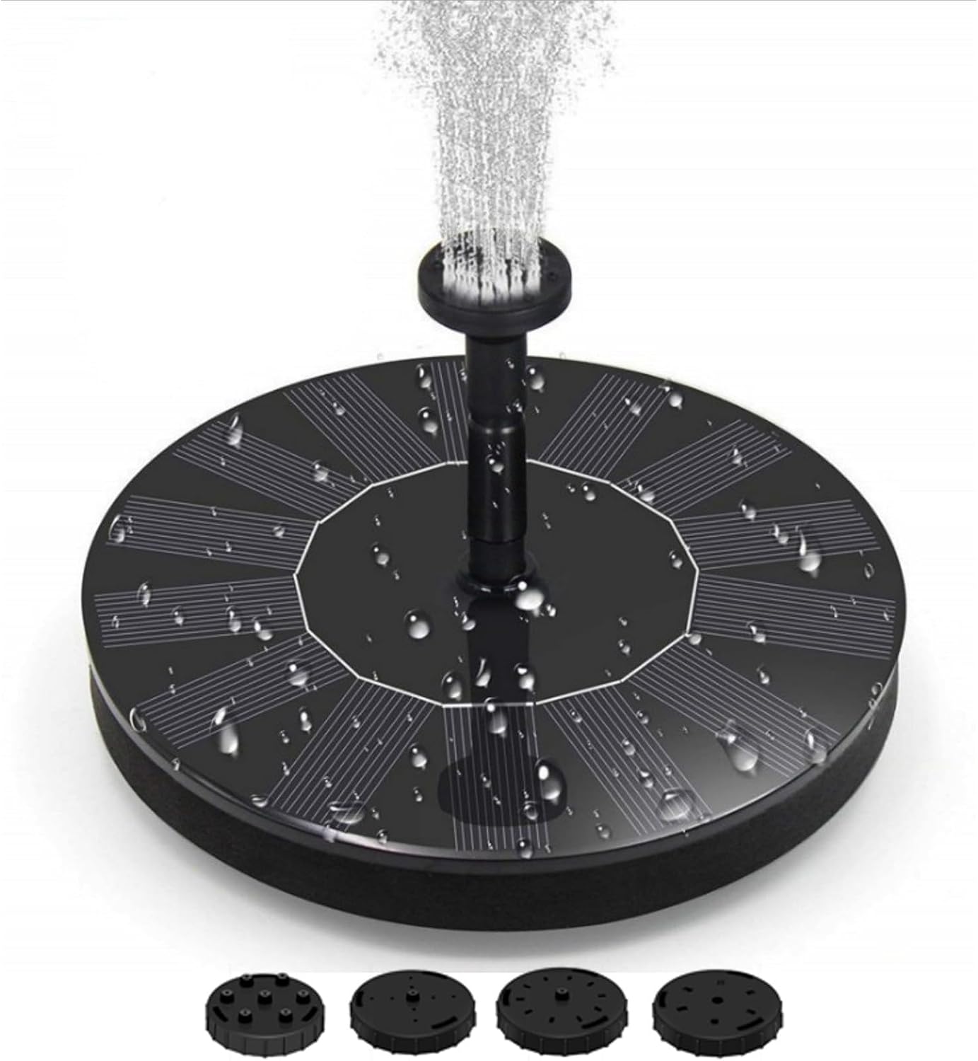 Solar Bird Bath Fountain Pump for Outside,Solar Fountain with 6 Nozzle,Free Standing Floating Solar Powered Water Fountain Pump for Bird Bath, Garden, Pond, Pool, Outdoor 2 Size