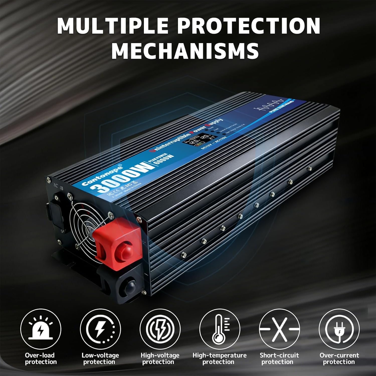 3000W Sump Pump Backup Battery System, Automatic Switching to Battery Inverter Power, Professional Backup System in Case of Power Failure, Pure Sine Wave Output