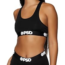 PSD Underwear Womens Sports Bra - Solid Basics, Medium Support Sports Bras for Women, Racerback, Womens Loungewear Bras