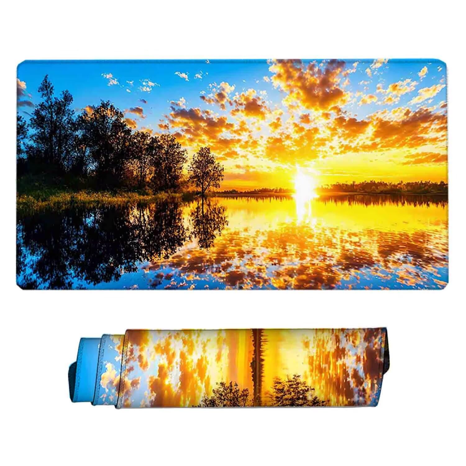 Tappetino Mouse Giallo Mousepad Paesaggio Tappetino Mouse XXL 1200 x 600mm Sottomano Scrivania Grande con Base in Gomma Antiscivolo Accessori Gaming, Migliora Precisione e Velocità per Laptop r8541