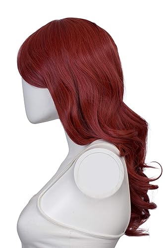 Vista 76 de Epic Cosplay Hestia Dark Plum Cosplay peluca rizada de 22 pulgadas