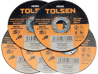 TOLSEN 5 Piece 4.5inch Flat Cutting-Off Wheel Type41 for Metal and Stainless Steel
