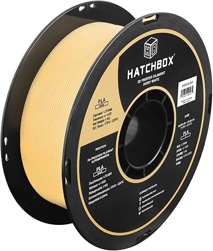 HATCHBOX - Filamento de ácido poliláctico de madera para impresoras 3D, de pulgadas, color marfil, carrete de 2.2libras, precisión dimensional de +-