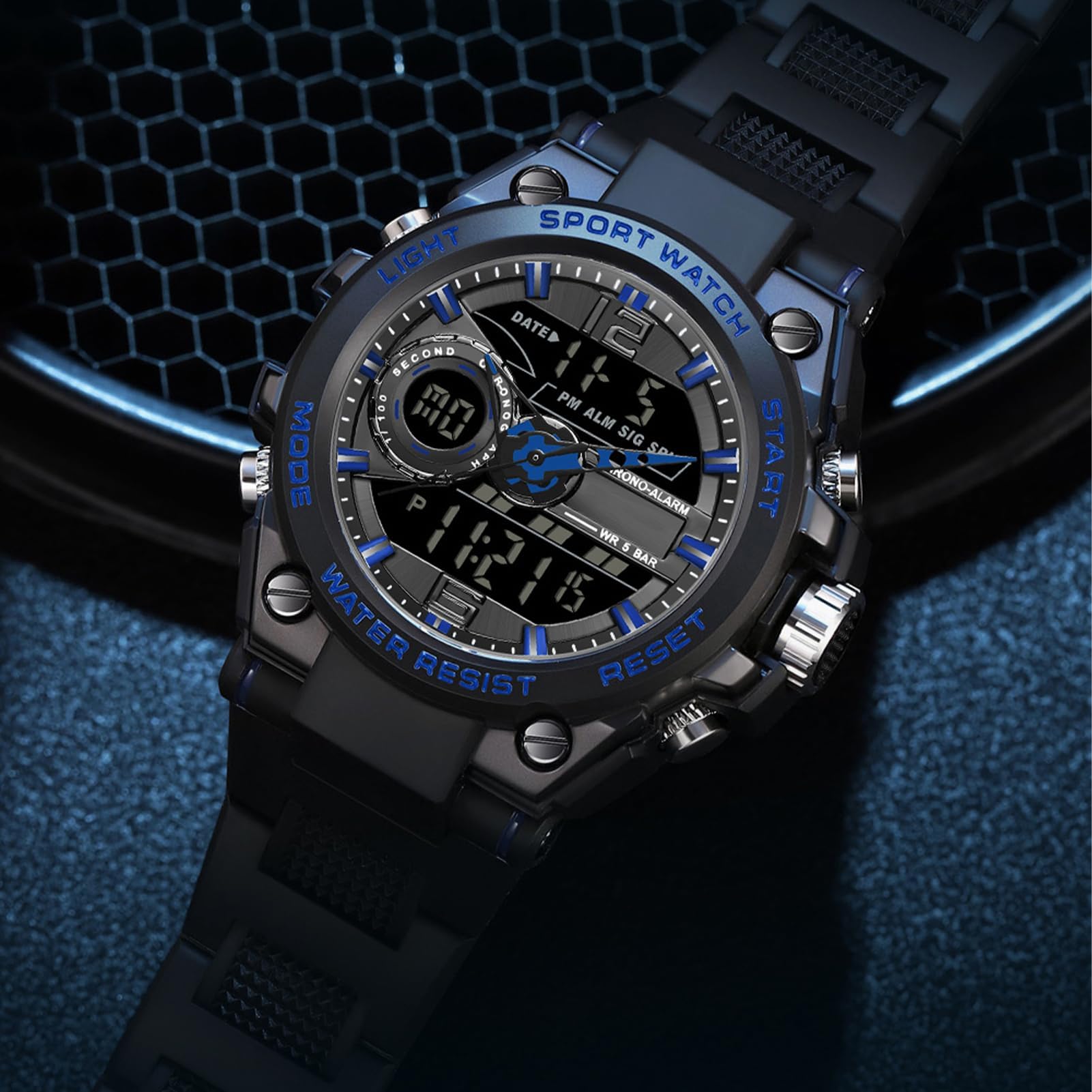 Orologio militare da uomo, per attività all'aperto, sportivo, impermeabile a 50 atm, orologio tattico, militare, per sport, grande quadrante multiplo, facile da leggere in notte