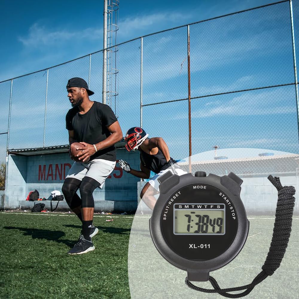 6-Pack Multi-Function Electronic Digital Sport Stopwatch Timer, Large Display with Date Time and Alarm Function, Sports Coaches Fitness Coaches and Referees Black - Image 2