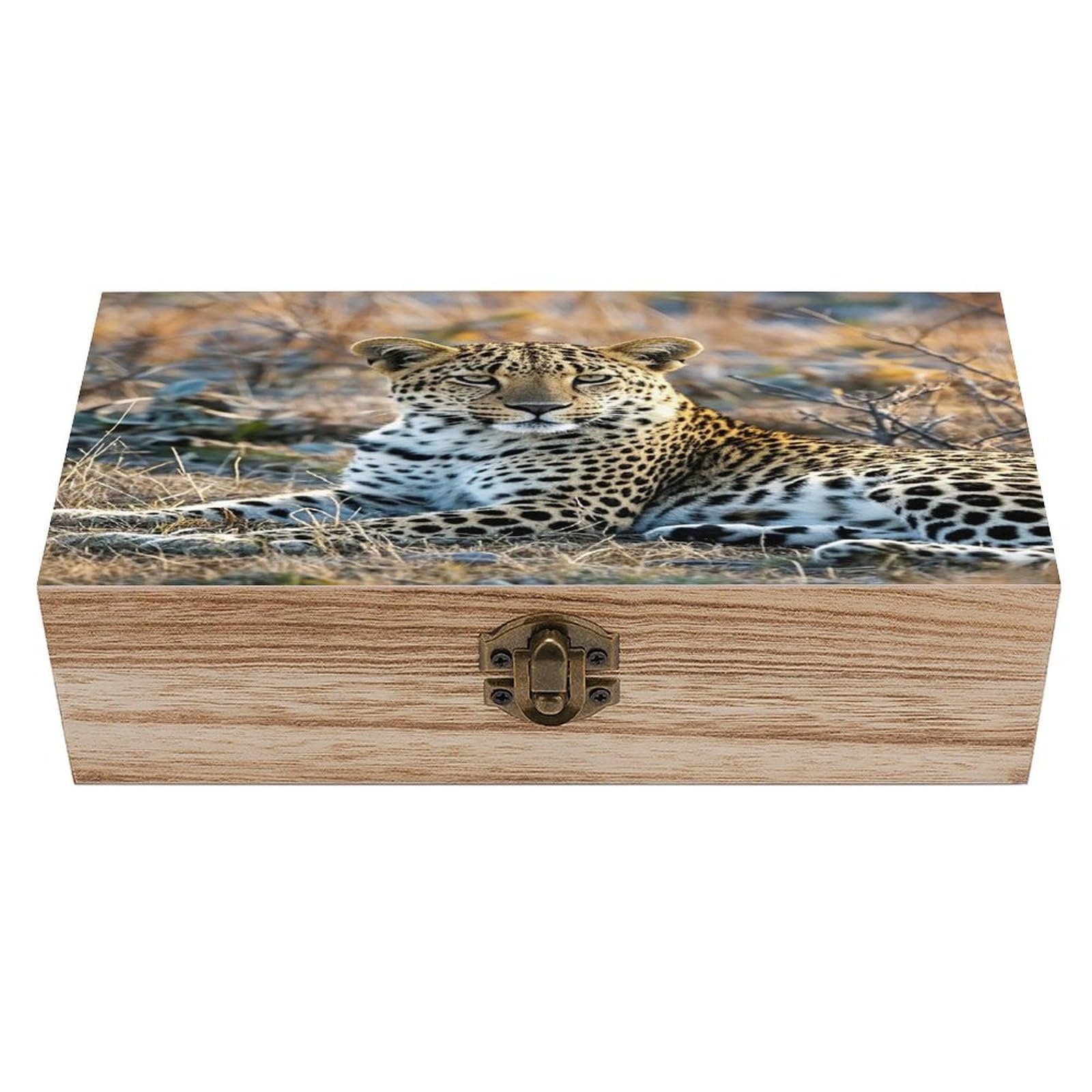 LZQPOEAS Serious Leopard Print Wooden Box Storage Space to Organize Jewelry in A Beautiful Small Storage Box Decorative Card Boxes Memory Treasure Boxes for Crafts And Photo Storage