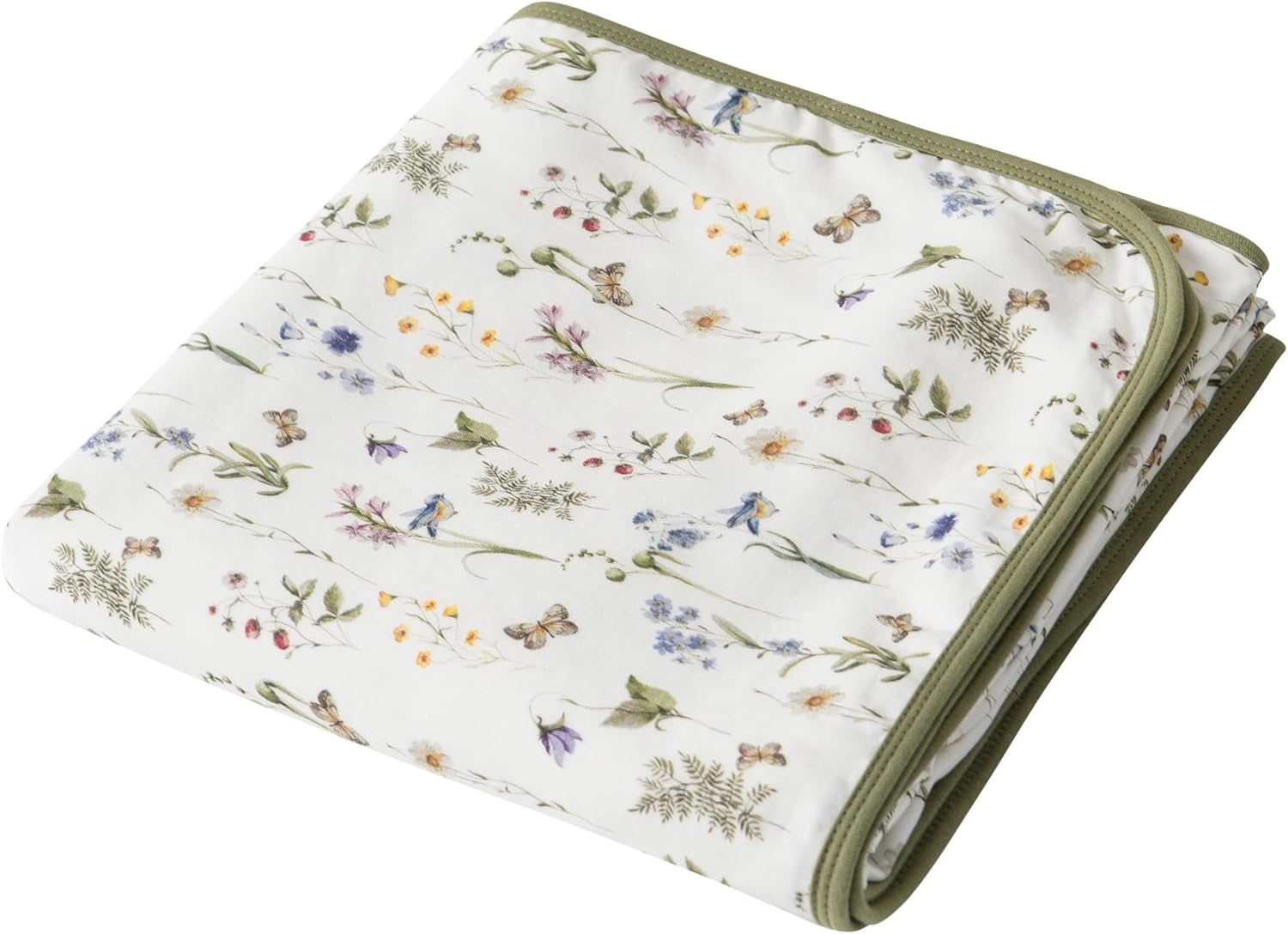 Little Jump Boho Vintage Floral Muslin Blanket Baby Quilt - Silky Soft and Breathable Crib Blanket for Daycare - Large 47" x 47" - 2 Layers Toddler Summer Blankets for Girls (Wildflower and butterfly)