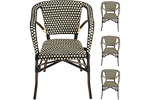 Rattan Chair with Armrest Patio Dining Side Chairs Set