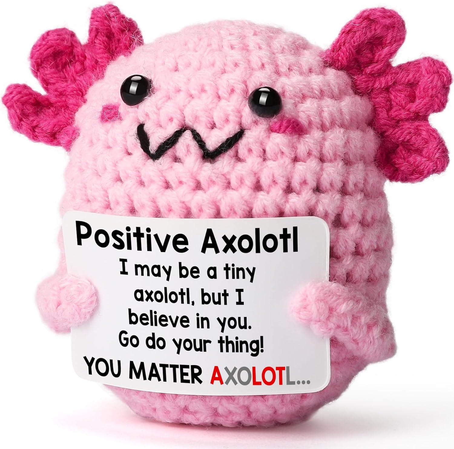 Easter Basket Stuffers for Girls, Pink Crochet Unicorn 4 Inch, Handmade Amigurumi Plush with “You are My Favorite Kind of Magic” Sign, Cute Birthday Gift for Kids Daughter Granddaughter