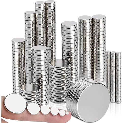 Neodymium Disc Magnets, 6 Different Size Round Rare Earth Magnets 198Pcs