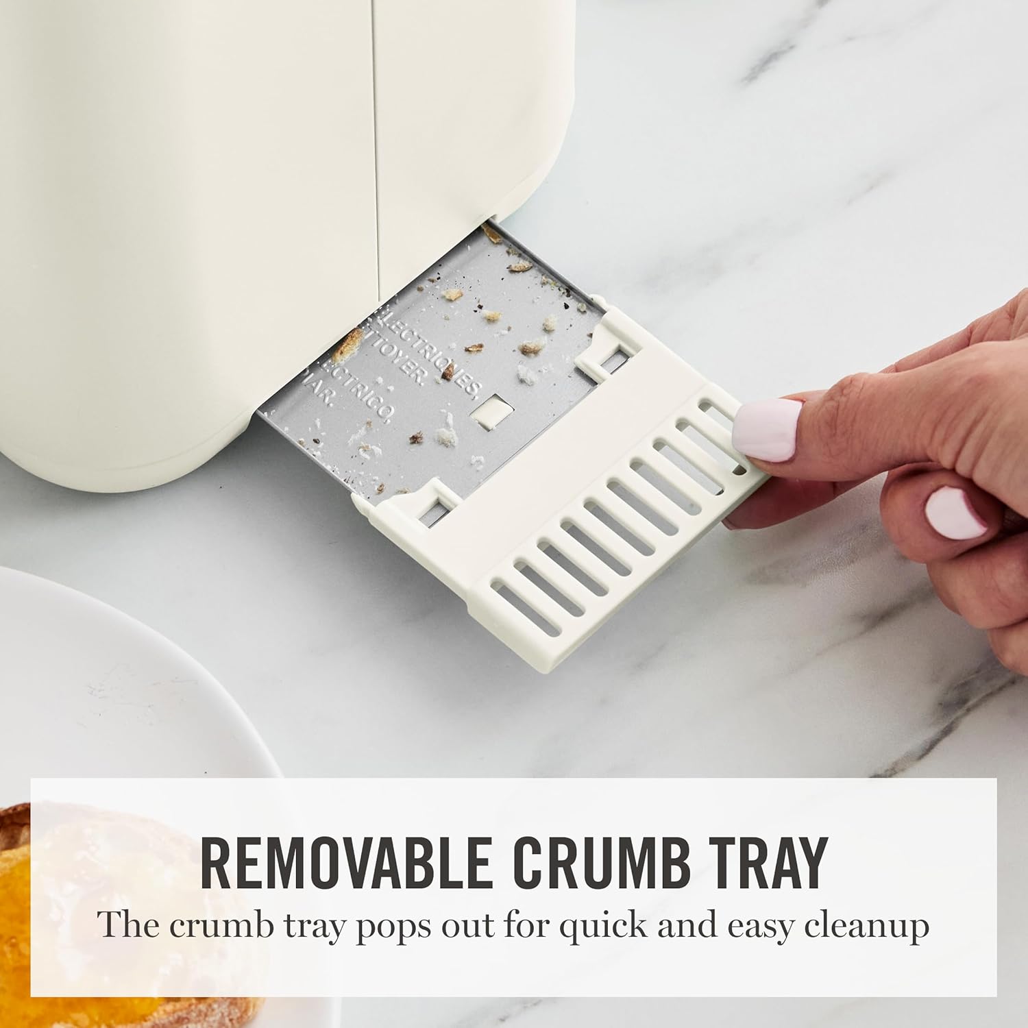 Martha Stewart 2 Slice Toaster, 10 Shade Settings with Defrost, Cancel, Bagel & Gluten-Free, Extra-Wide Self-Centering Slots for Waffles & Artisan Bread, Removable Crumb Tray, Cord Wrap, Linen White