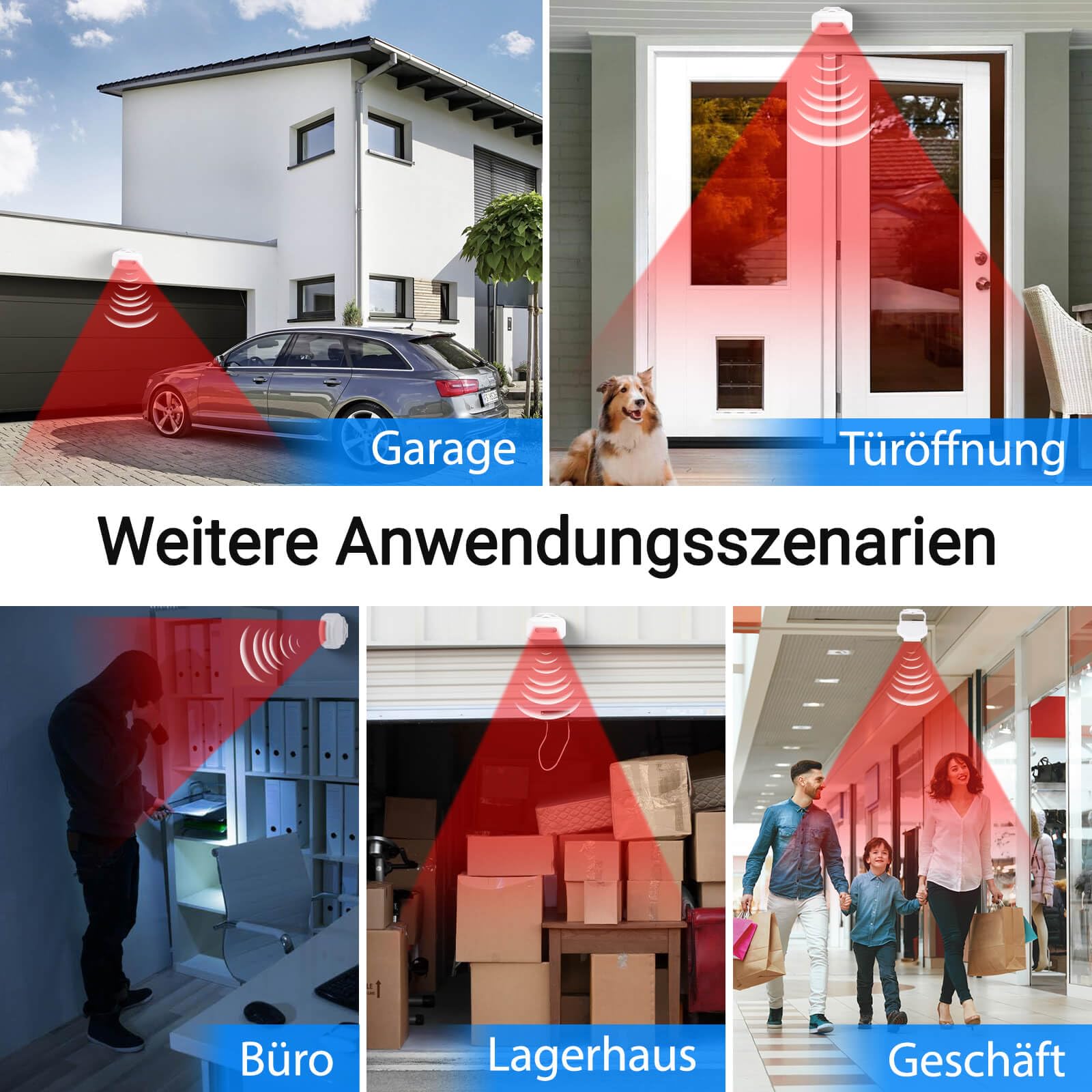 NineLeaf Outdoor Bewegungsmelder Alarm, Radar- und PIR-Einfahrtsalarm, Wasserdichter IP64 Store Drahtlose Türklingel, Pflegepersonal-Erinnerung für ältere Menschen, 2 Sender 1 Alarm