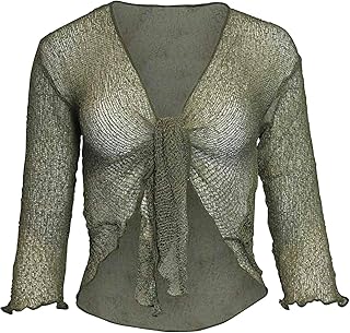 Damen-Bolero, 3/4-Ärmel, Feinstrick-Bolero, bauchfrei, dehnbar, Einheitsgröße