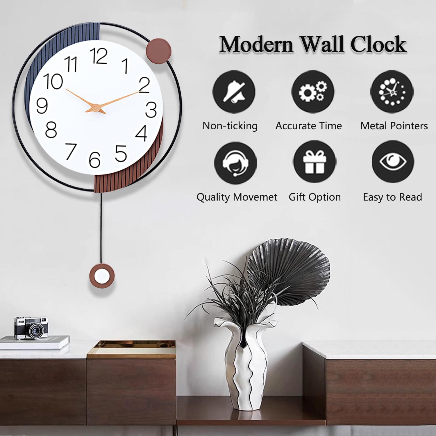 Reloj de pared (628-negro, EE.UU.)