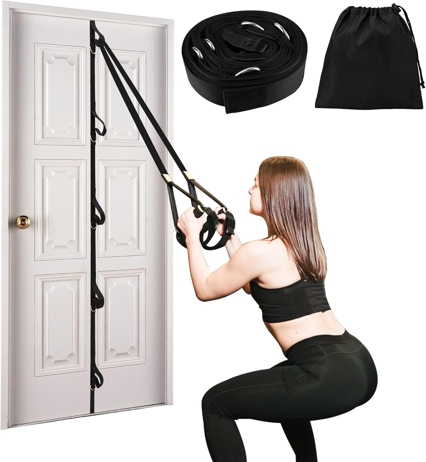 Excefore Door Anchor Strap for Resistance Bands, Portable Workout Resistance Band Door Anchors, Space Saving Easy Set Up Home Gym, Secure Multi Point Anchor Gym for Home Fitness