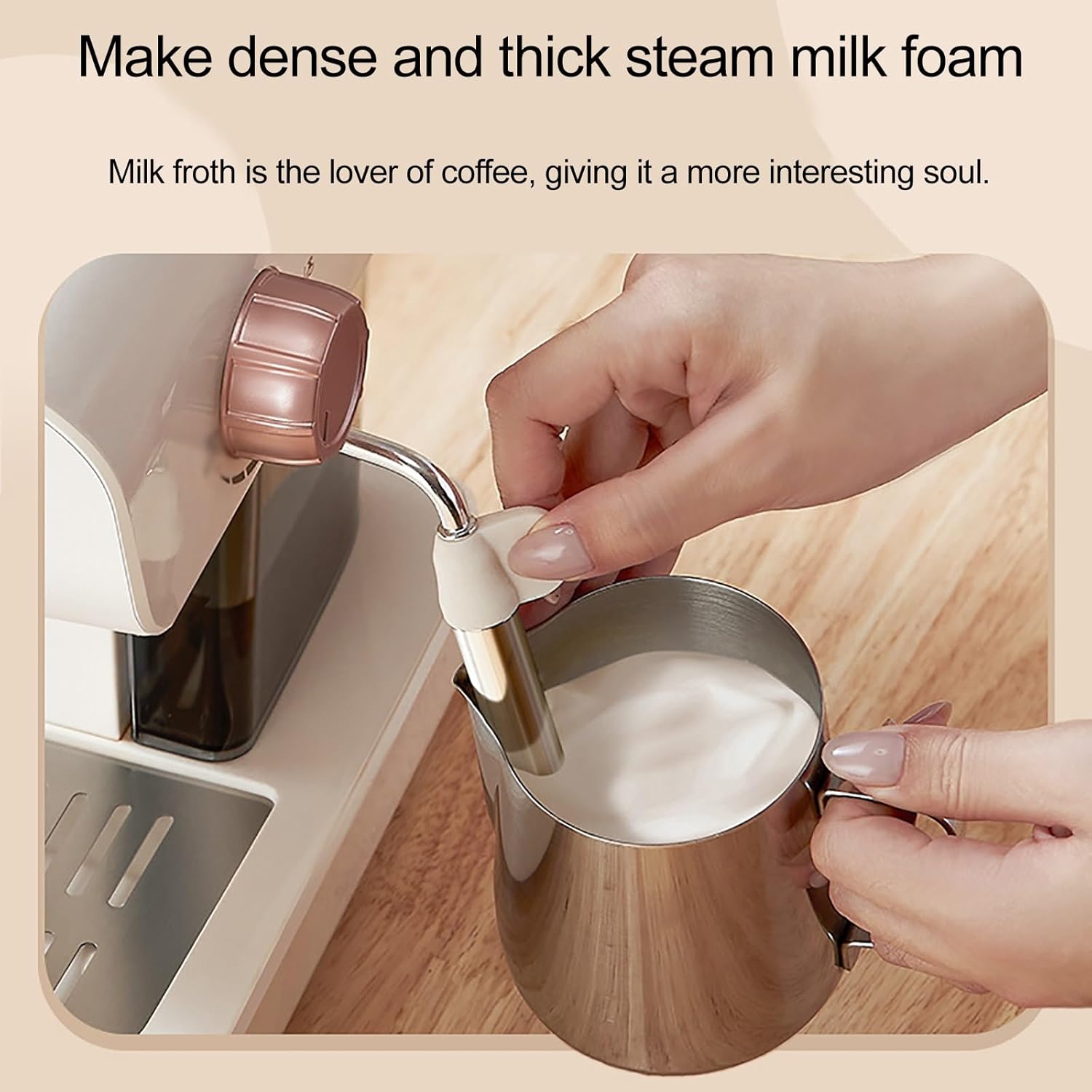 Ձեռքով փրփրացող կաթ էսպրեսսոյի մեքենայի գոլորշու ձողիկով