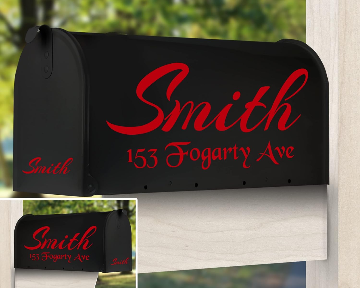 Mailbox Decal | Set of 4 | Name Decal for Mailbox Family Name Decal for Door Mailbox Number Sticker | Personalized Mailbox Decal Personalized Decal Vinyl Decal Mailbox Sticker #4 (Red)