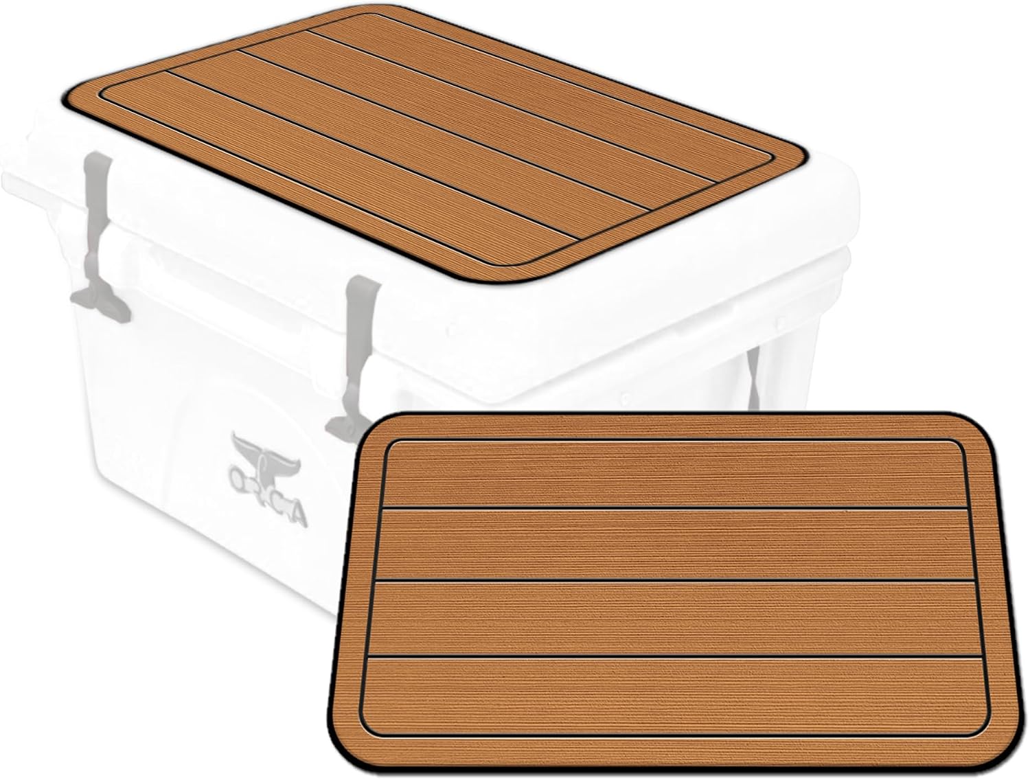 USATuff SeaDek EVA Mat Cooler Pad fits ORCA | Peel & Stick Application | Non Slip Comfort Accessories - Teak Lines (Mocha-Black)