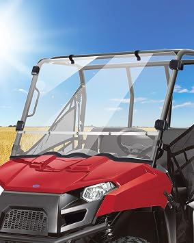 MDPROMCP Scratch-Resistan Ranger MID-SIZE 400 Windshield Compatible With Polaris Ranger MID-SIZE 400 2010-2014,Clean Windscreen PC All-Weather Protection UTV Accessories, Clear
