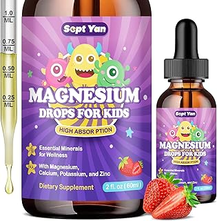 Magnesium Glycinate Liquid for Kids – Liquid Magnesium Glycinate with Zinc, Chamomile, Vitamin B12, B6, D3 – Calm Drops for Sleep, Relaxation, Calm & Focus –Strawberry Flavor, 2 Fl Oz
