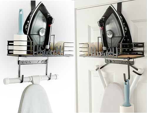 Miniatura 1 de Soporte universal para tabla de planchar de granja, soporte de pared o sobre la puerta, soporte universal para tabla de planchar con soporte de