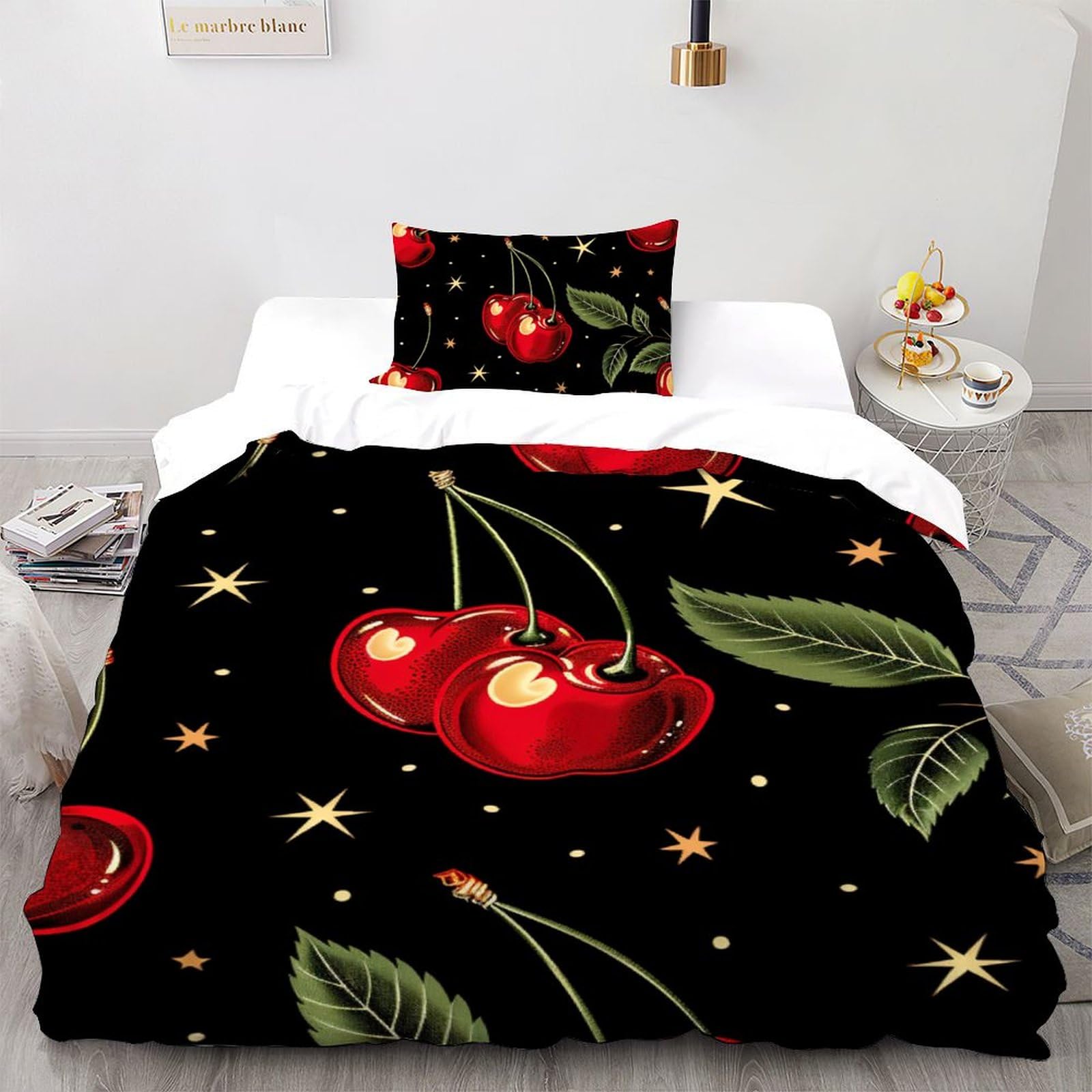 Ensemble de literie cerise rouge 3D pour dynamiser la chambre enfant
