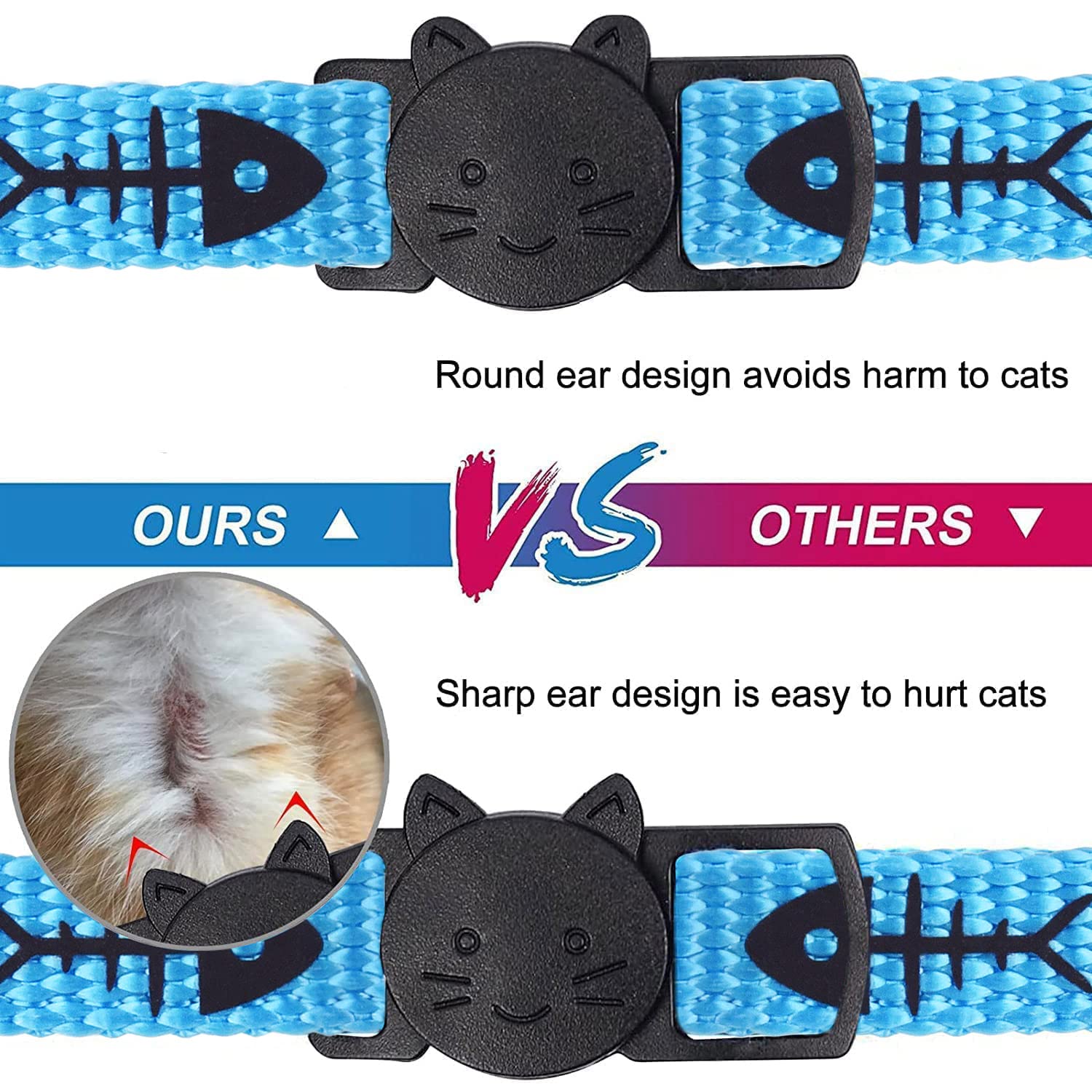 Collar Para Gato Antiestrangulamiento - 2 Unidades Ajustables, Reflectante Y Con Campana