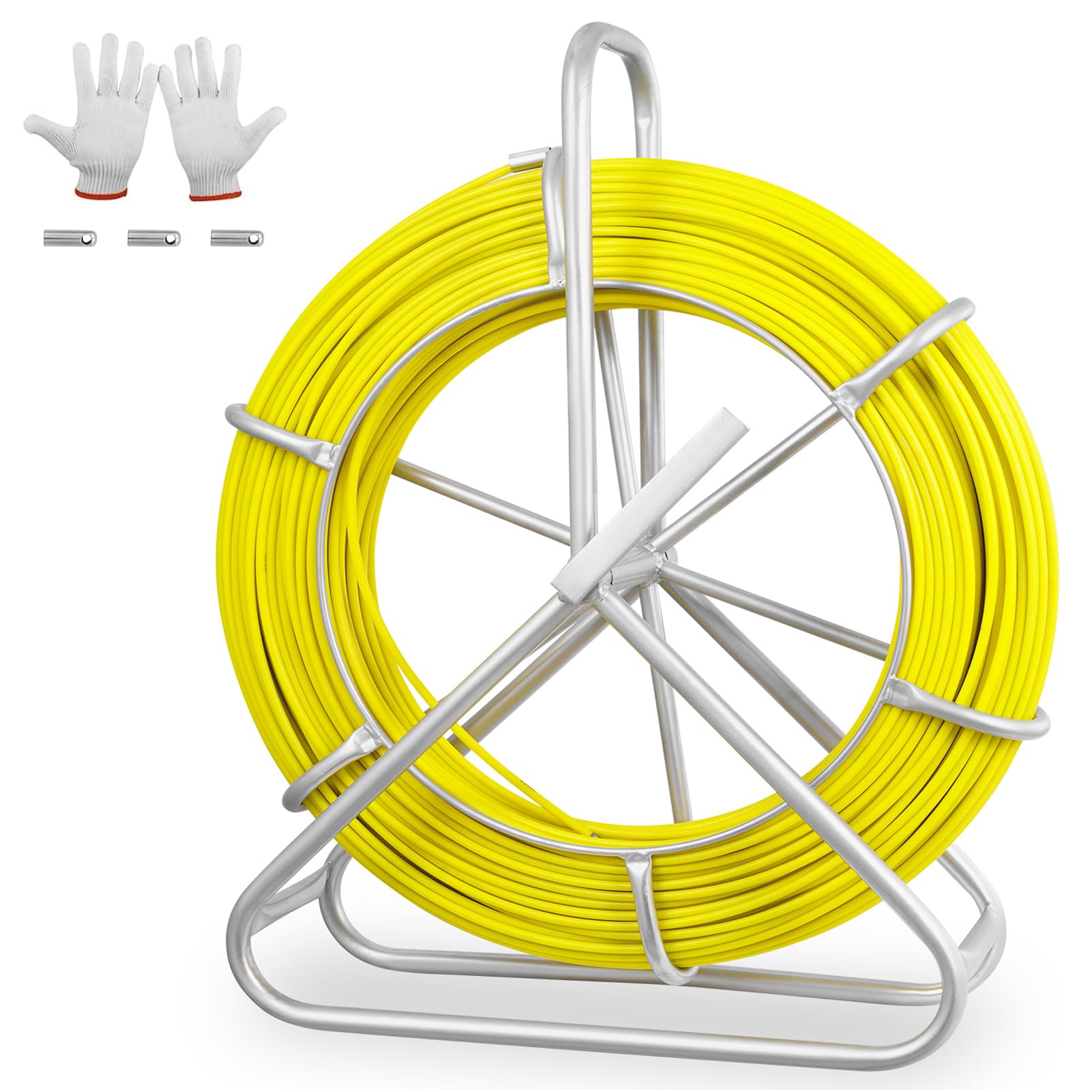 Nastro per pesci in fibra di vetro da 6 mm, 150 m, estrattore di filo per condotti elettrici, con supporto per bobina in acciaio, strumenti da pesca per pareti e condotti elettrici