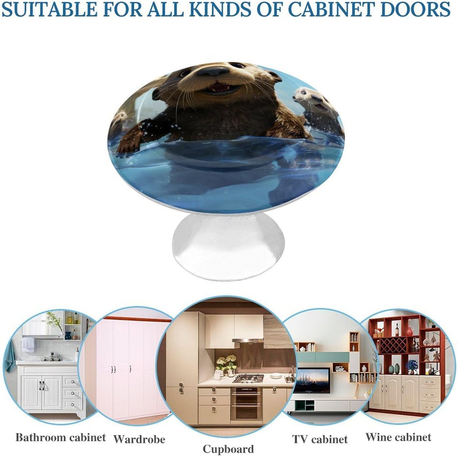 Cabinet Handles Round Drawer Pulls Lovely Sea Otter Print Dresser Knobs for Cabinets and Drawers Handle Kitchen Cabinet Pulls for Bathroom Cupboard Drawers Cabinet Pulls for Kitchen Door