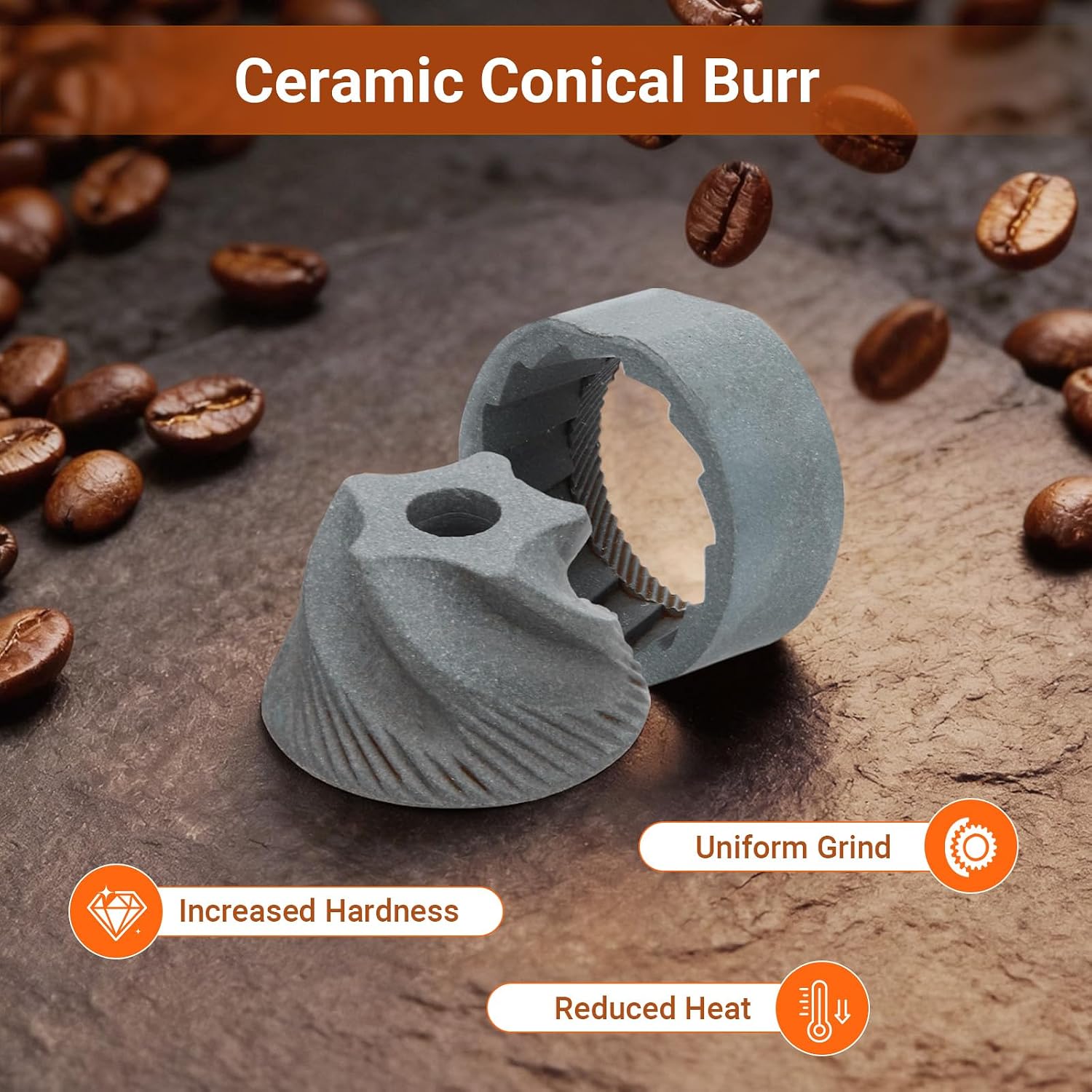 Manual Coffee Grinder with Ceramic Burr, 40 Precision Adjustable Grind Settings for French Press, Pour-Over, Moka Pot & More, 30g Capacity