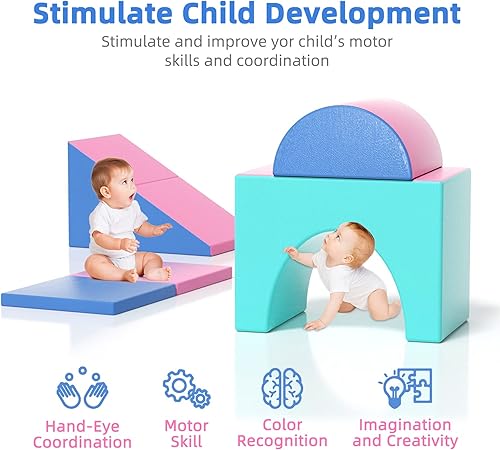 Miniatura 8 de KORIMEFA Bloques de escalada de espuma para niños pequeños, juguetes de escalada para bebés, juguetes de escalada para interiores, juguetes de