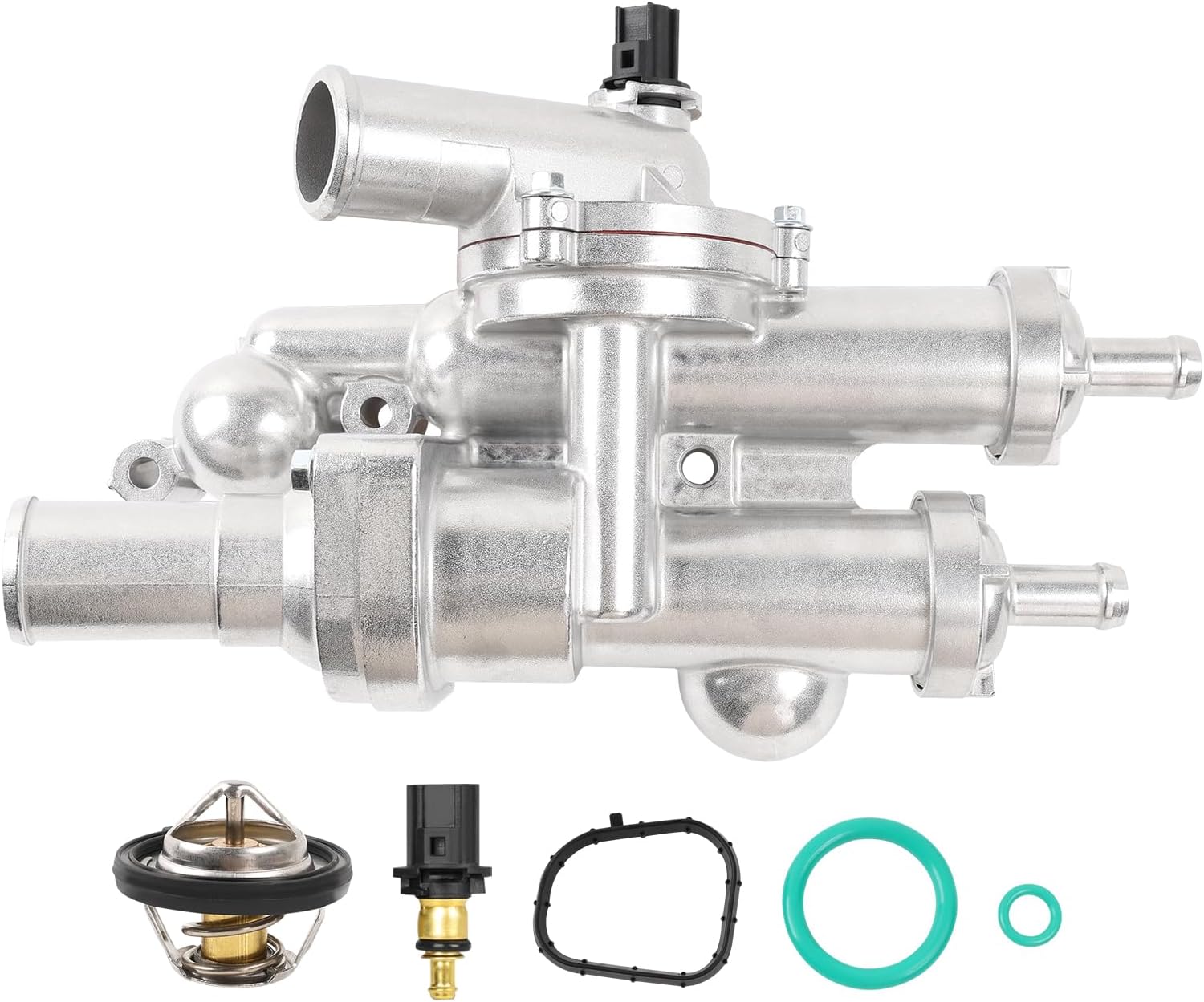 Aluminium Engine Coolant Thermostat Housing Kit Compatible with Compass Patriot 2007-2020 & Chrysler 200 Sebring 2007-2014 & Dodge Avenger Caliber Journey 2007-2020，Repklace# 68003582AB 902-319 657203