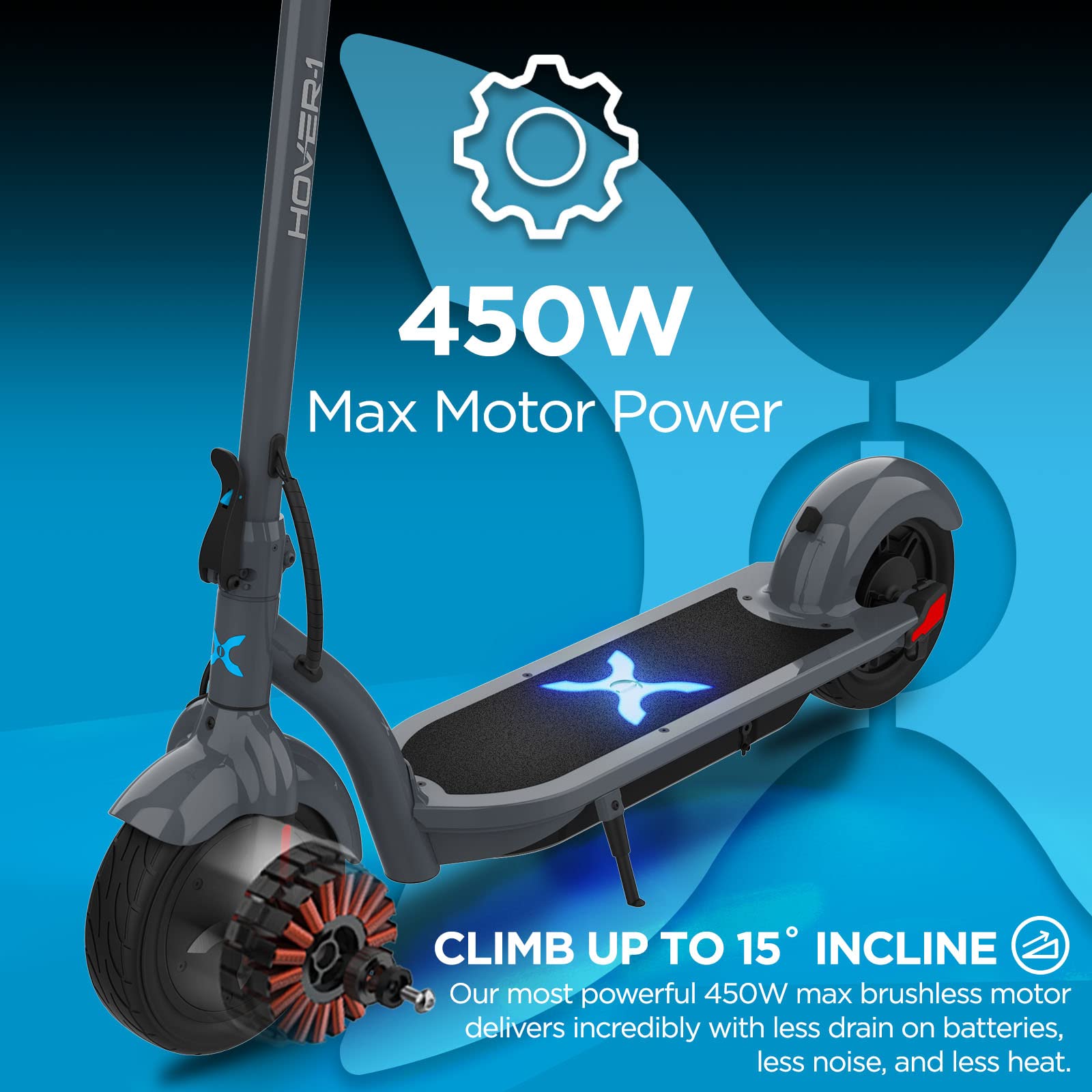 Hover1 Alpha Electric Scooter 18MPH, 12M Range, 5HR Charge, LCD