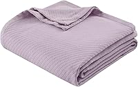 Madison Park Liquid Cotton Blanket - Breathable 100% Ring Spun Cotton, Diamond Motif, Lightweight All-Season Full/Queen Lilac