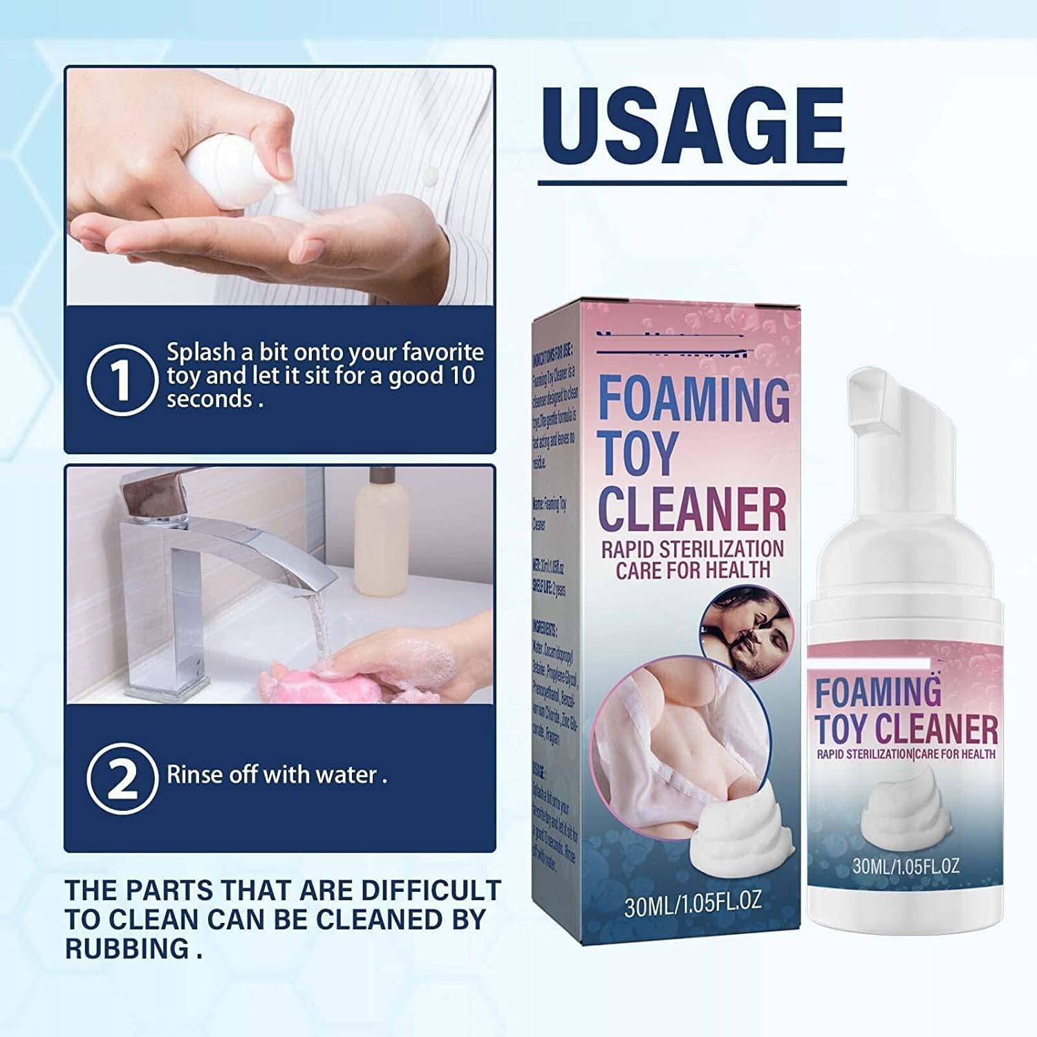 Fresh Foaming Toy Cleaner, detergente a secco in schiuma per giocattoli – Qualità premium, schiuma delicata e non irritante, per una pulizia efficace, 30 ml (2 pezzi)