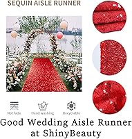 Vista 6 de ShinyBeauty Alfombra de pasillo para boda, 3 x 15 pies, con lentejuelas rojas, alfombra de pasillo de tela para pasillo de boda, suministros de Rojo