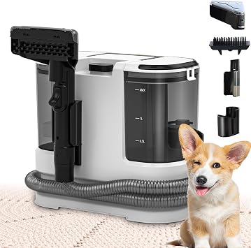 Portable Carpet & Upholstery Cleaner, Deep Cleaning for Rugs, Couch, Curtain, Car Interiors Stains, Pet & Family Friendly, 800W high-performance motor 21Kpa 120V White