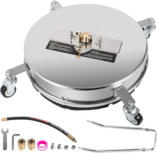 VEVOR Surface Cleaner, 4000 psi Pressure Surface Cleaner, Pressure Washer Surface Cleaner 1/4" QC Pressure Washing Surface Cleaner Stainless Steel Pressure Cleaner for Decks with Twin Rotary Arm (18)