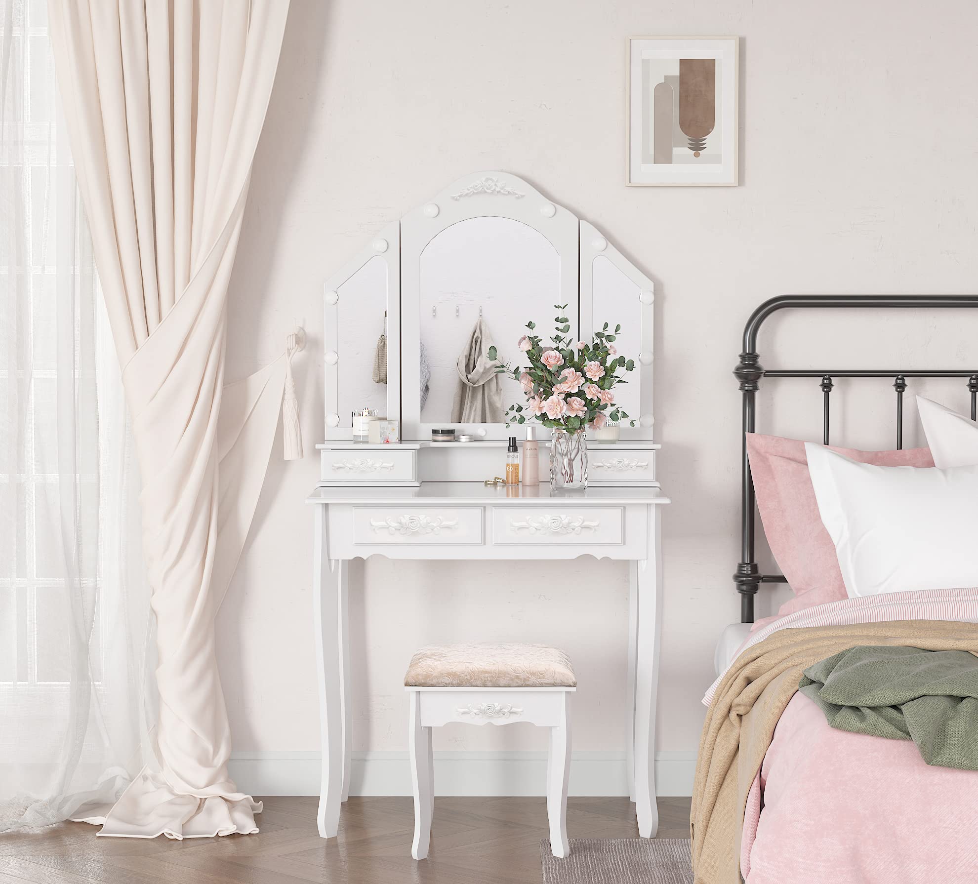 Buy Makeup Vanity with Lights Vanity Desk with Mirror and Lights 4