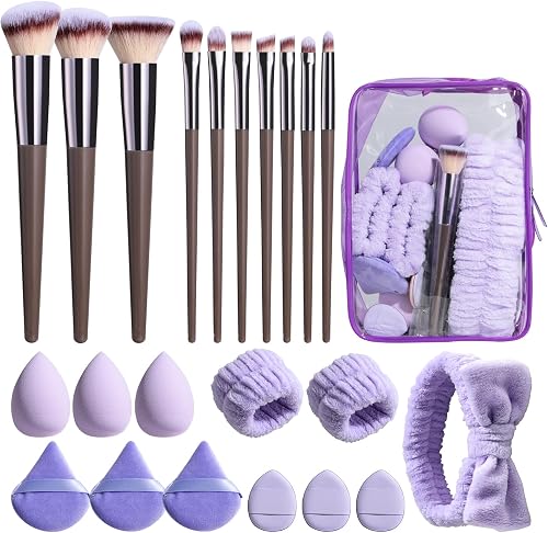 BS-MALL Makeup Brushes Set 23 Pcs with Finger Sponge – Essential Tools,travel se