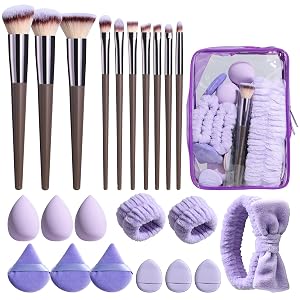 BS-MALL Makeup Brushes Set 23 Pcs with Finger Sponge Essential Tools travel set
