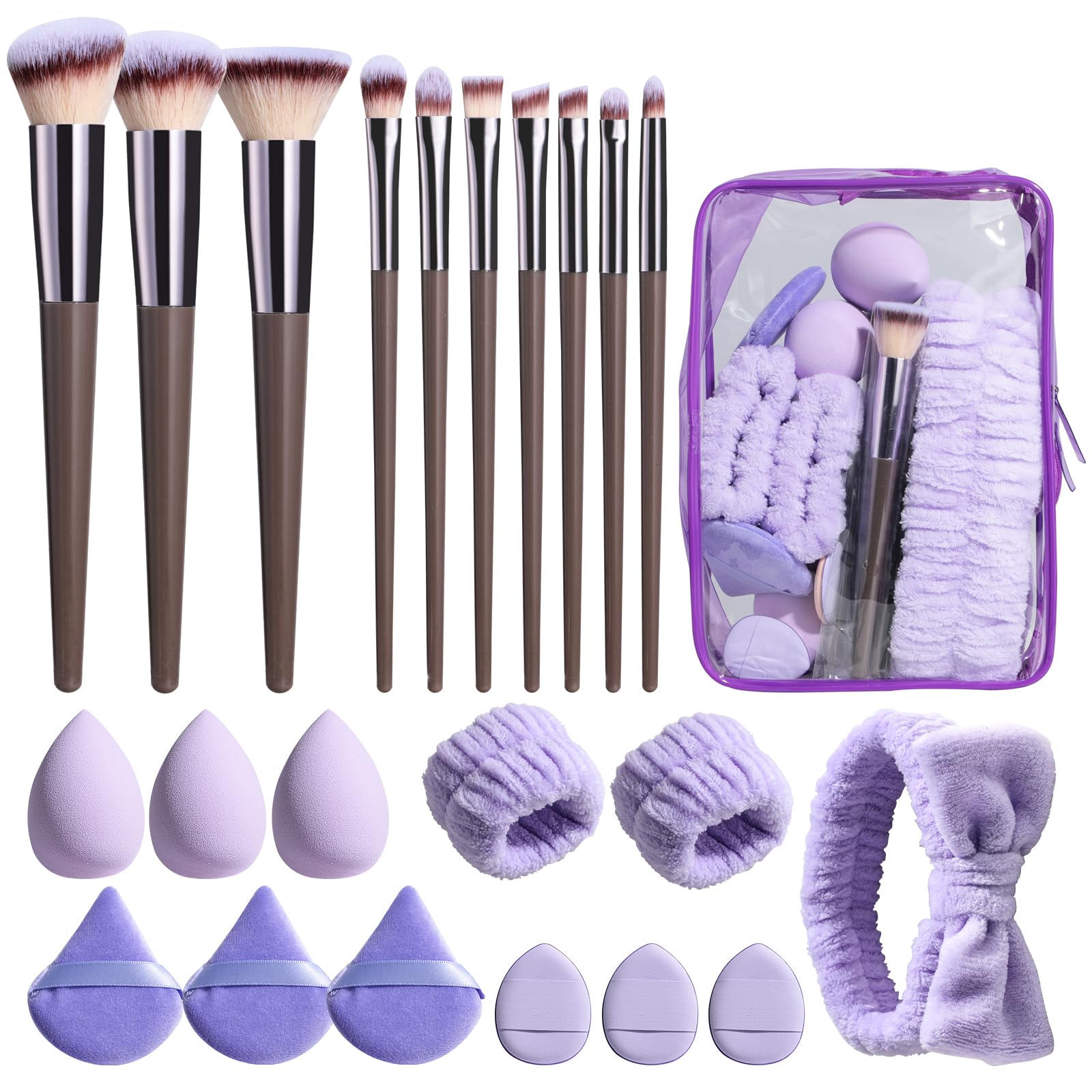 BS-MALL Makeup Brushes Set 23 Pcs with Finger Sponge Essential Tools travel set