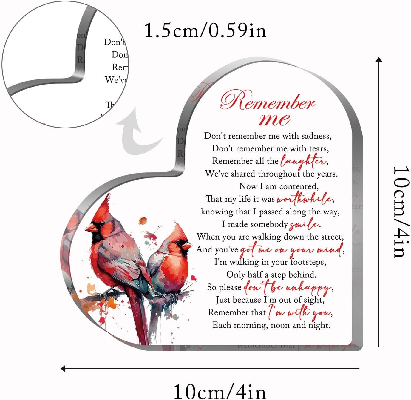 Sympathy Gifts, Memorial Gift Bereavement Gift Condolences Gift Sympathy Table Decorations Loss of Loved One, Bereavement Gift Acrylic Heart Sympathy Memorial Remember Me, Sentimental Gifts for Home - Image 2