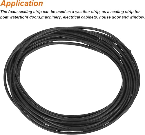 Miniatura 3 de uxcell Tira de sellado de goma de espuma, 0.08 pulgadas de diámetro x 13.12 pies de largo, redonda, EPDM, goma sólida para reducir el ruido, golpes