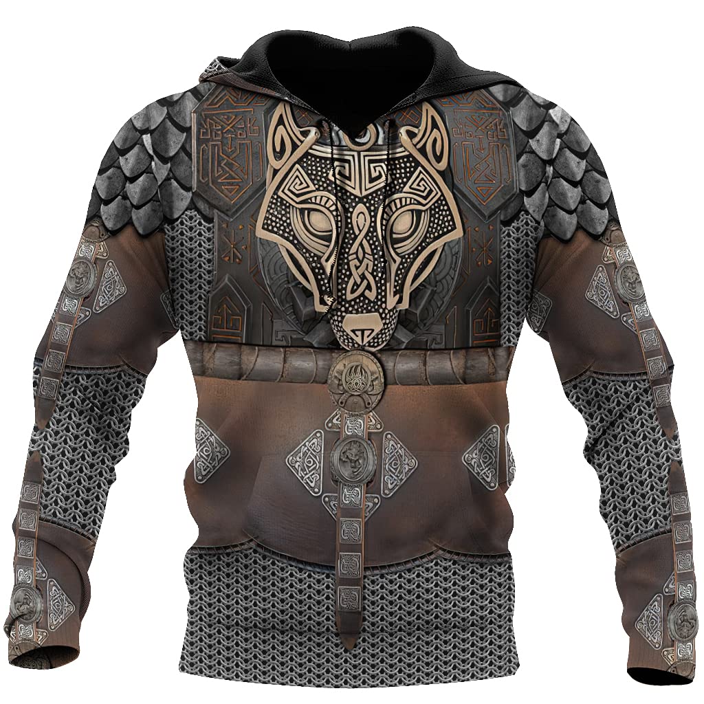 Sweat a Capuche Viking Ample pour Homme Finition Imprimé 3D pour un Look Unique