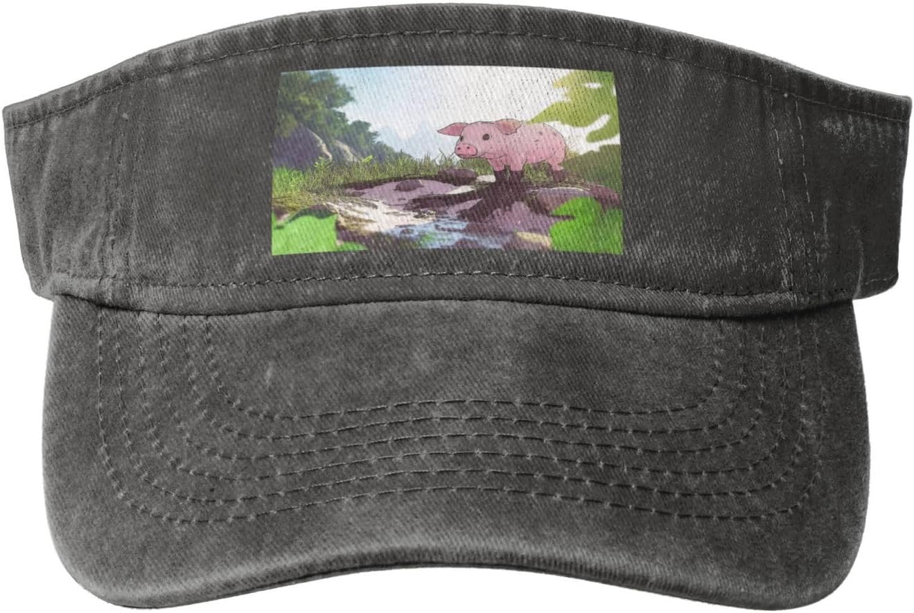 Sun Hats for Men Women Summer Sport Empty top Baseball Cotton with for Beach, Summer, A Lovely Pig Black