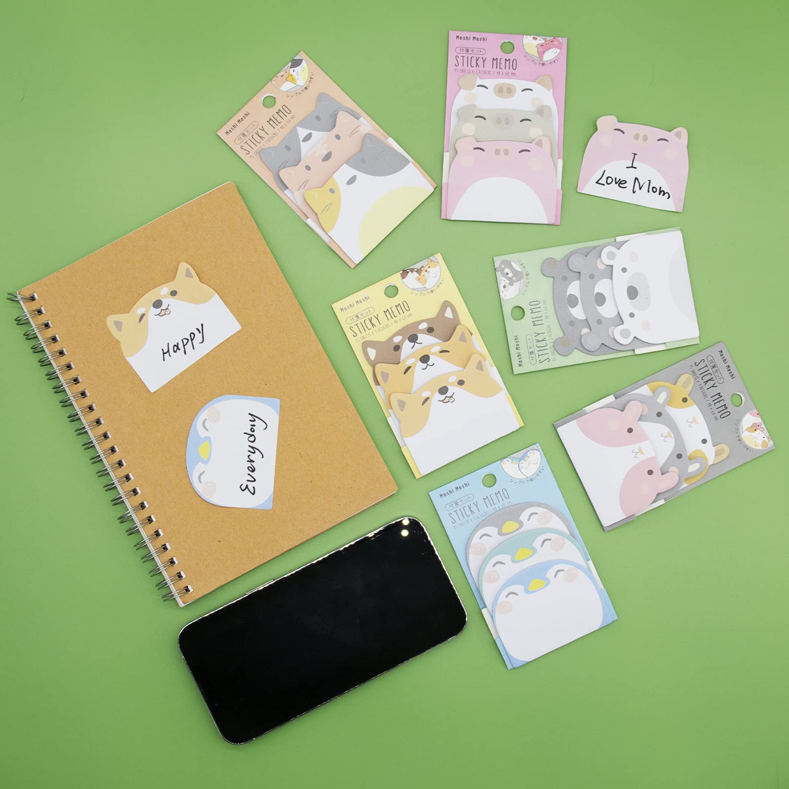 6 Blocs De Notes Adhésives Animaux - 270 Feuilles Colorées, Mini Format, Pour École, Bureau, Cadeaux Enfants