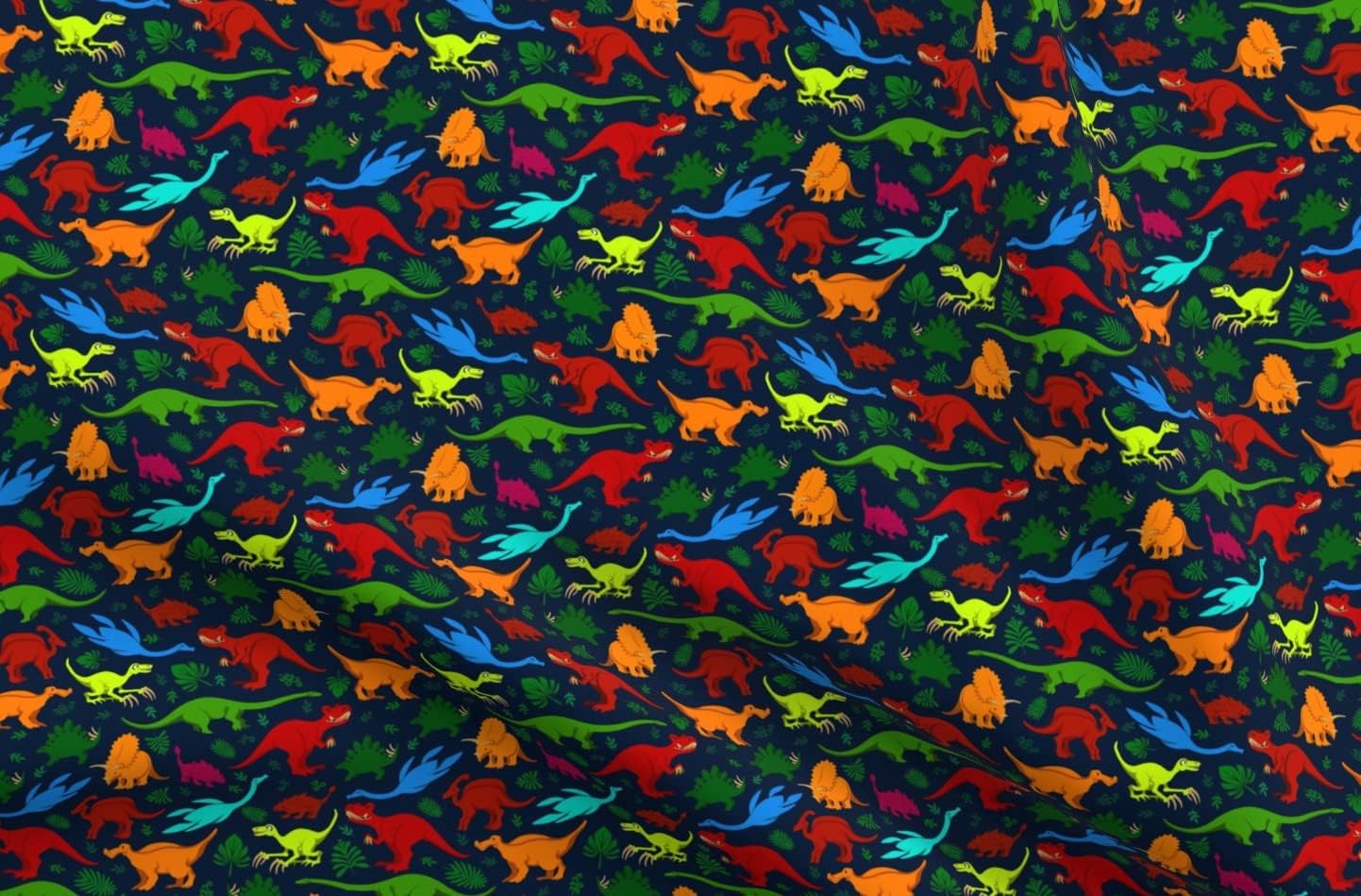 Spoonflower Fabric - Little Dinos Dinosaur Dino Jungle Printed on Petal Signature Cotton Fabric by The Yard - Sewing Quilting Apparel Crafts Decor